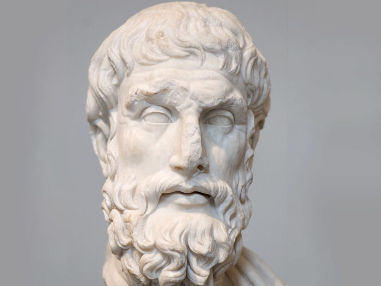 Philosophe Grec Partisan De La Théorie Atomiste